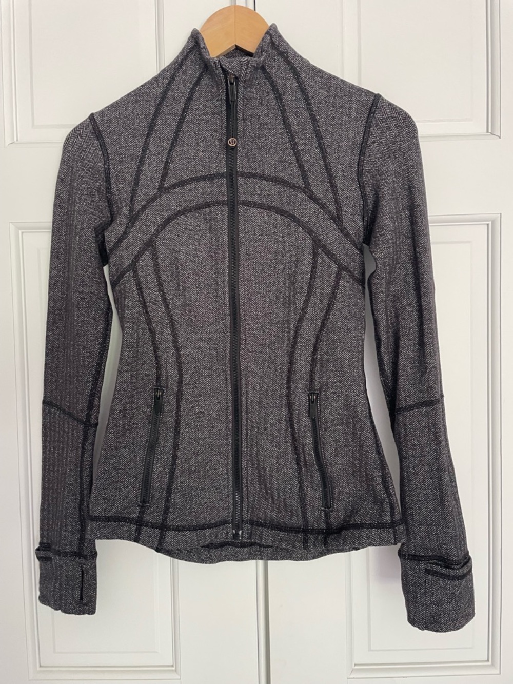 Lululemon Define Jacket Herringbone Black Grey Size 4